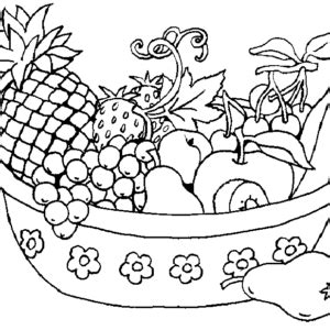 Fruit And Vegetables Basket Colouring Pages