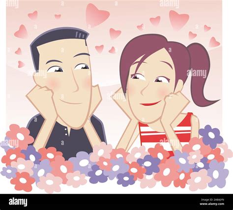 Cartoon illustration cute couple sharing hi-res stock photography and ...