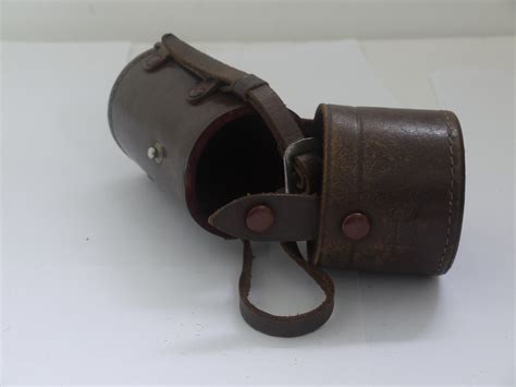 Canon Brown Leather Rangefinder Lens Case With Strap With Inside Lid