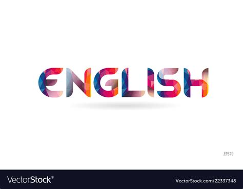 English Colored Rainbow Word Text Suitable Vector Image