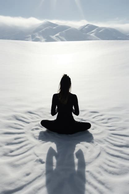 Free Photo Person Practicing Yoga Meditation During Winter With Snow