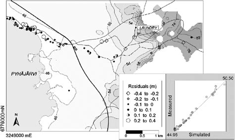 Residuals And Calculated Head M Above Sea Level In Layer 1 Of The