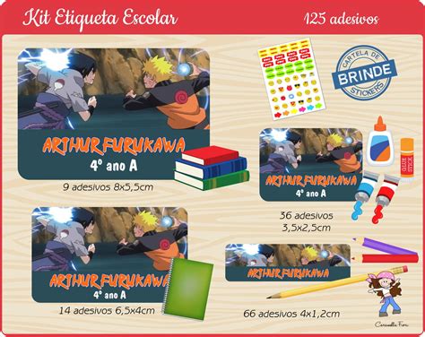 Etiqueta Escolar Naruto Elo Produtos Especiais