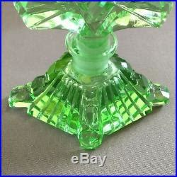 Vintage Art Deco Perfume Bottle Signed Czechoslovakia Genuine Handcut