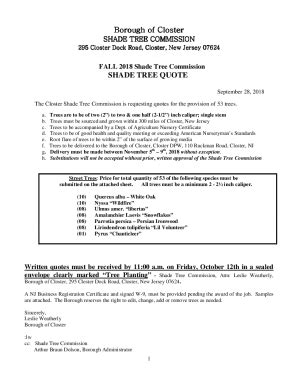 Fillable Online Borough Of Closter Nj Tree Preservation And Removal