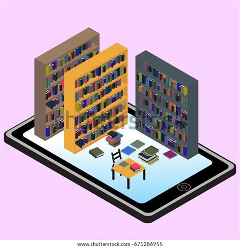 Isometric Infographic About Libraries Infomations Mobile Stock Vector