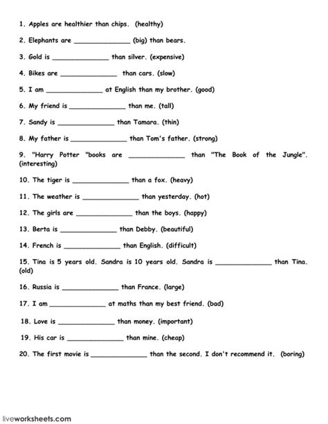 Degrees Of Comparison Of Adjectives Worksheets Grade 3 Pdf