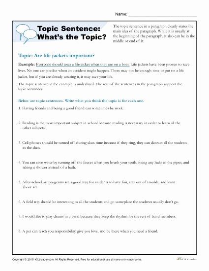 Writing Thesis Statement Worksheet Answer Key