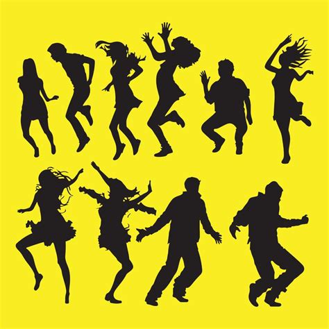 Silhouettes Of Dancing People Group Vector Illustration Dancing Man