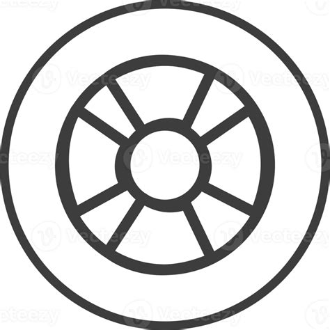 Lifebuoy Icon In Thin Line Black Circle Frames Png