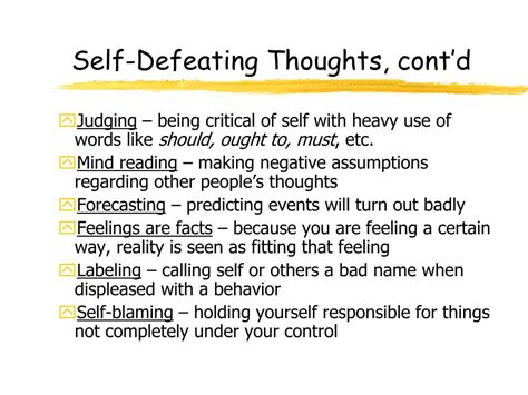 Self Defeating Thoughts Worksheet Pdf