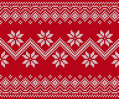 Christmas Seamless Pattern Knit Red Border Vector Illustration Stock