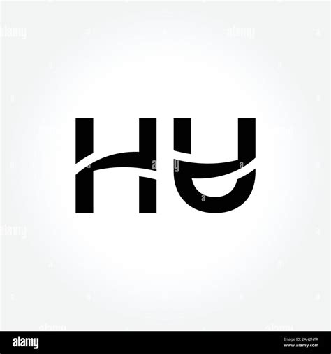 Letter Hu Logo Design Linked Vector Template With Black Initial Hu