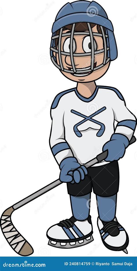 Dessin En Couleur Du Joueur De Hockey Masculin Illustration De Vecteur