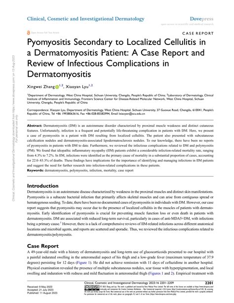 PDF Pyomyositis Secondary To Localized Cellulitis In A