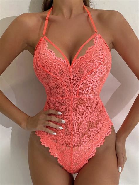 Body De Lingerie En Dentelle Festonn Harnais Mode En Ligne Shein