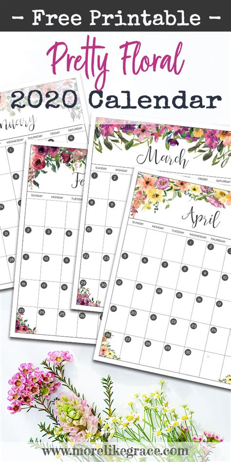 Free Printable Floral Calendar | More Like Grace