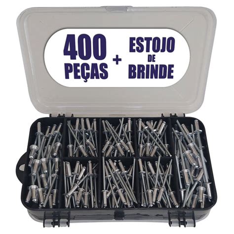 Kit 400 Rebites Estojo Organizador Dupla Tampa Brocas Leroy Merlin