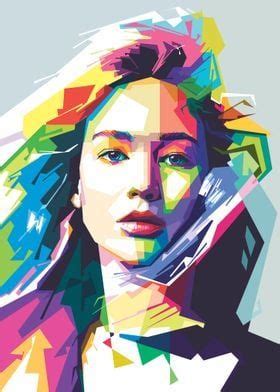 Jennifer Lawrence Popart Poster Picture Metal Print Paint By