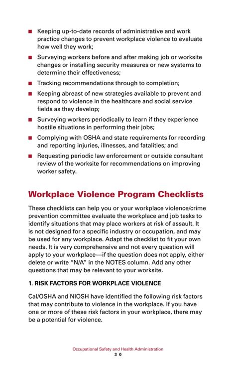 osha workplace violence prevention plan template