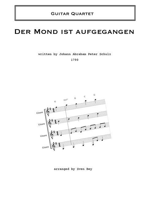 Der Mond Ist Aufgegangen Arr Sven Bey Sheet Music Sven Bey