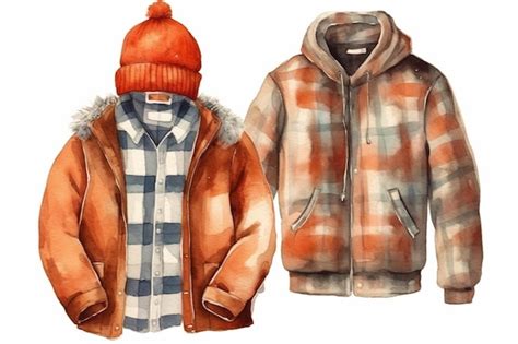 Premium Ai Image A Painting Of Two Jackets With A Hat And A Scarf