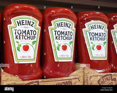 Bottles Of Heinz Tomato Ketchup Stock Photo Alamy