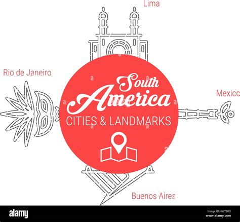 Famous South American Landmarks Line Vector Icon Set Stock Vector