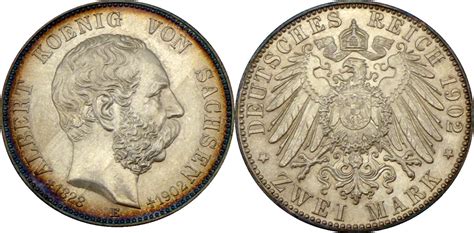 2 Mark 1902 E Albert 1873 1902 König von Sachsen Auf den Tod