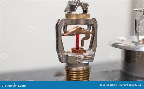 Fire Sprinkler Heads With Fusible Links And Frangible Bulbs Stock Image Image Of Caution