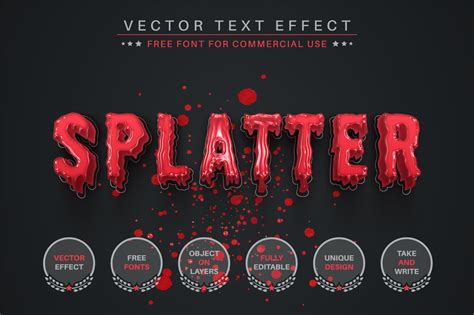 Splatter Blood Editable Text Effect Font Style Crella