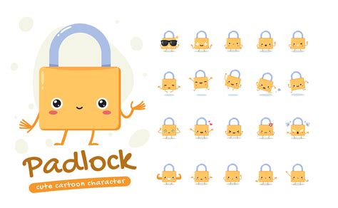 Padlock Mascot Character Set 830526 Vector Art At Vecteezy