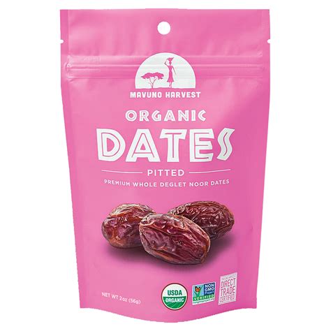 Mavuno Harvest Organic Dried Fruit Pitted Dates 4oz Bag