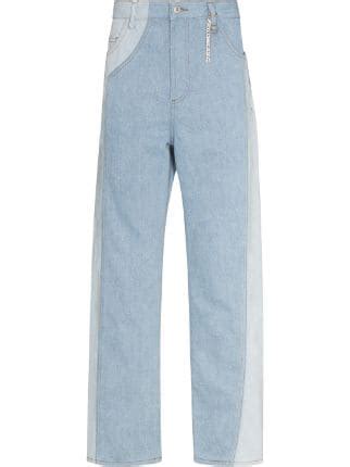 Feng Chen Wang Patchwork Design Wide Leg Jeans Farfetch