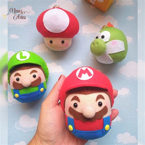 Kit 4 Pingentes Bolinha Super Mario Lembrança em Feltro