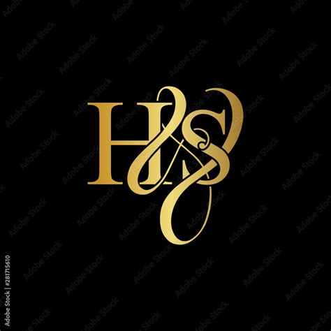 Initial Letter H S Hs Luxury Art Vector Mark Logo Gold Color On