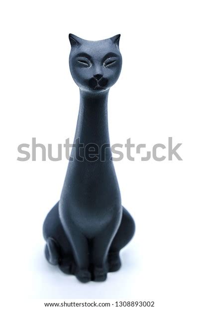 Black Cat Figurine Retro Sits On Stock Photo 1308893002 Shutterstock