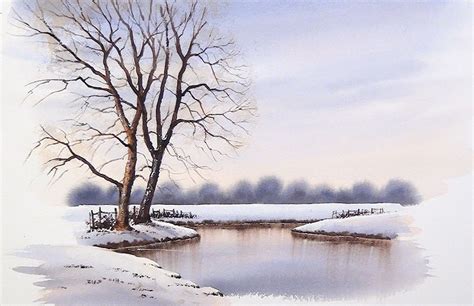 Simple Snow Scene by Geoff Kersey coming soon to ArtTutor.com | Winter ...