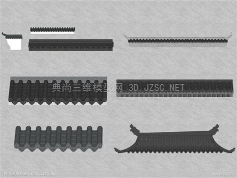 中式古建筑屋檐门头屋顶瓦建筑构件飞檐飞脊马头墙瓦片檐线传统建筑徽派su模型 景观小品精su模型