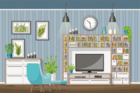 Illustration Of Interior Of A Modern Living Room Stock Vector Illustration Of Interior