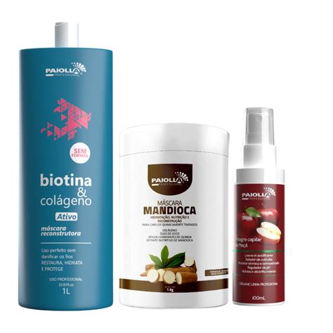 Kit Selagem Progressiva Paiolla Biotina E Colágeno Liso Extremo Salão