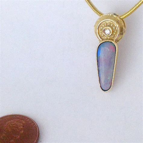 Australian Black Fire Opal Pendant in Solid 18 Carat Gold Set - Etsy