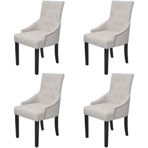 Vidaxl Chaises De Salle Manger Pcs Gris Cr Me Tissu Cdiscount Maison