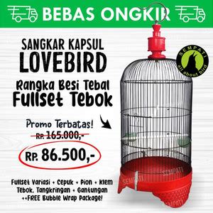 Jual Sangkar Kandang Burung Lovebird Motif Bintang Fullset Tangkringan