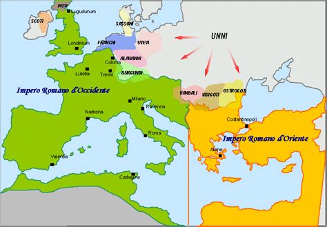 Cartina Numero L Impero Romano Diviso In Due E Le Invasioni