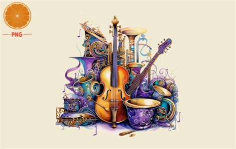 Mardi Gras Music Instruments Watercolor Graphic by Orange Club · Creative Fabrica