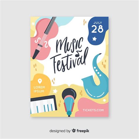 Plantilla De Poster De Festival De M Sica Dibujado A Mano Vector Gratis