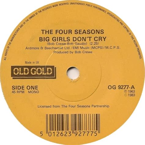 The Four Seasons - Big Girls Don't Cry / Walk Like A Man (1983, Vinyl ...