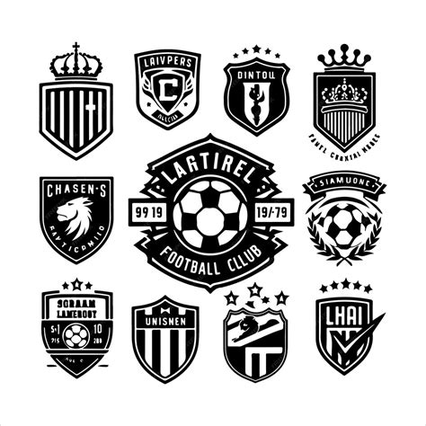 Football Club Logos Silhouette Vector Football Badges Soccer Vintage