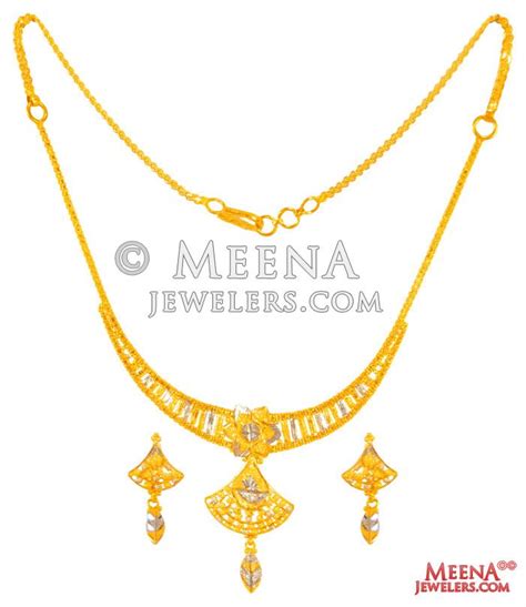 K Gold Two Tone Necklace Set Stls Karat Gold Necklace And